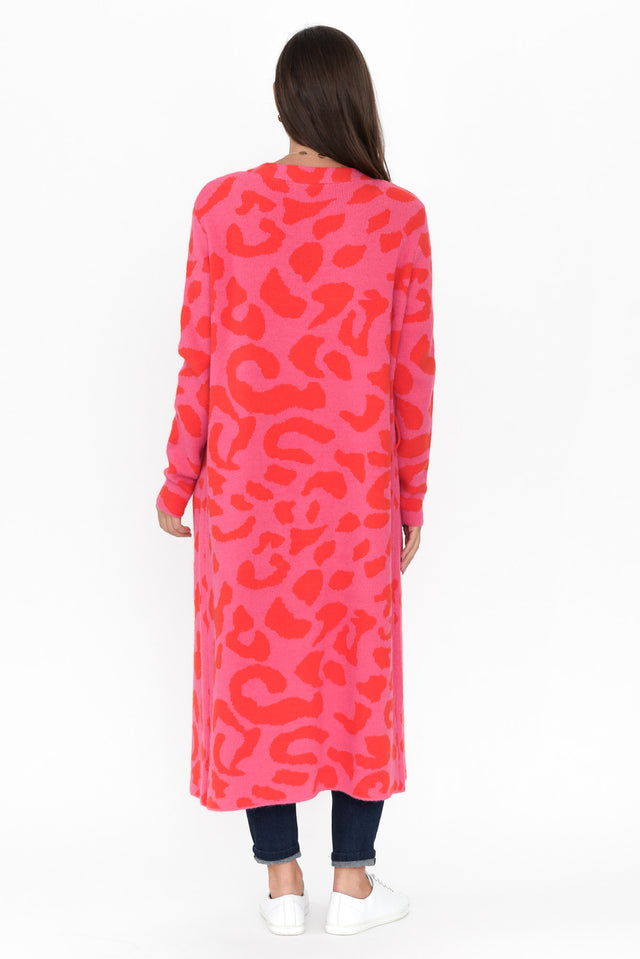 Swift Pink Cheetah Longline Cardigan image 5