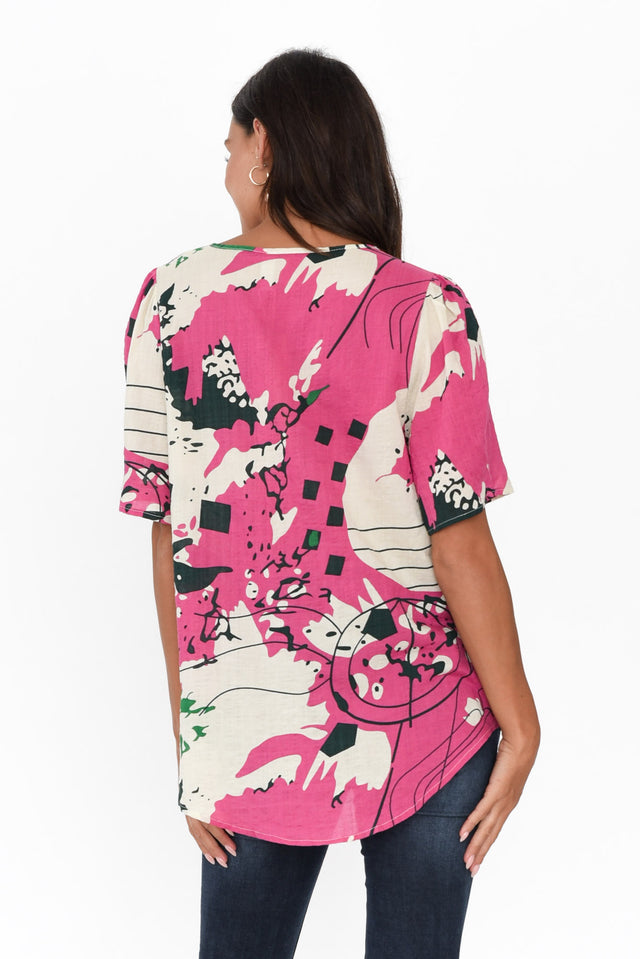 Syrene Pink Abstract Top