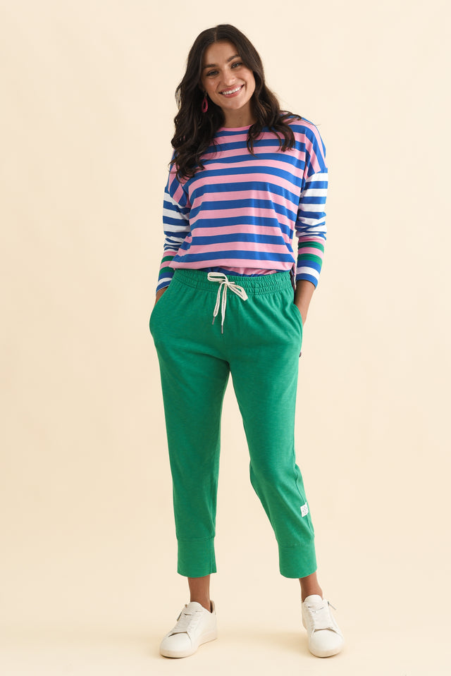 Taffy Blue Stripe Cotton Long Sleeve Tee,Brunette model,alt text|model:Brontie image 8