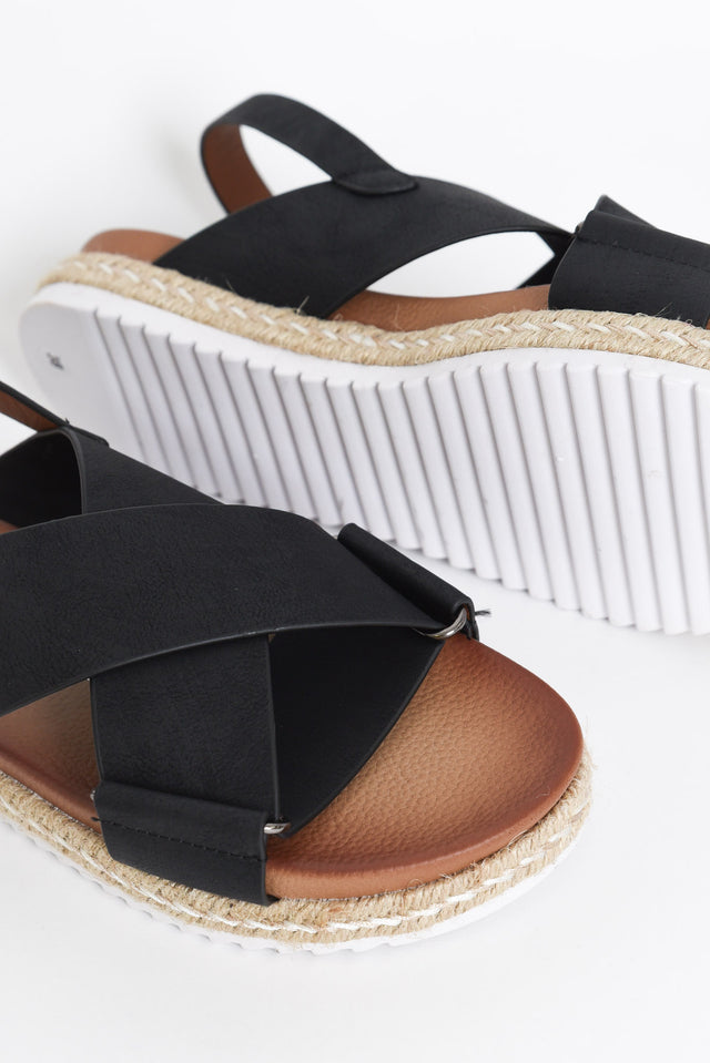 Tahlia Black Crossover Platform Sandal
