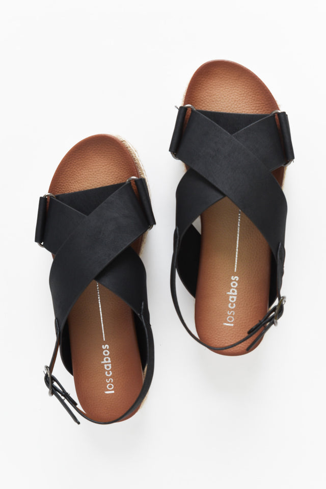Tahlia Black Crossover Platform Sandal
