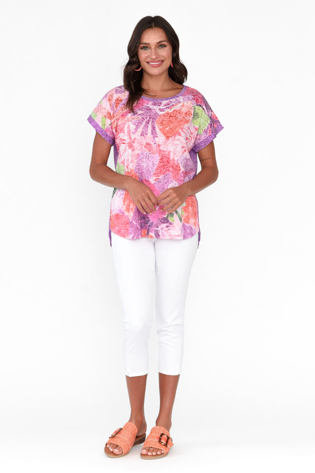 Talisa Purple Jungle Cotton Blend Tee