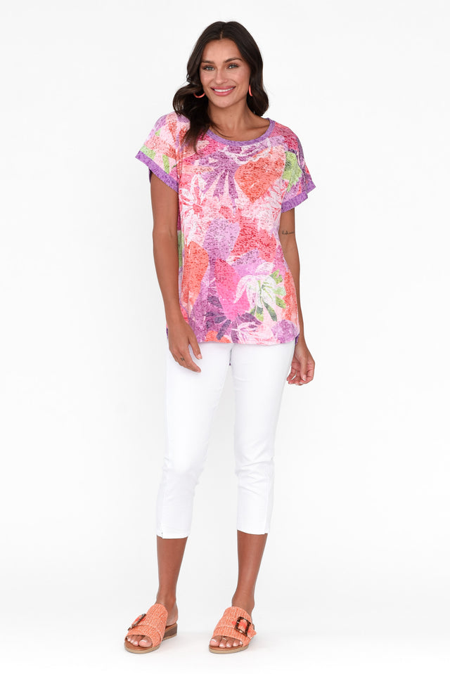 Talisa Purple Jungle Cotton Blend Tee
