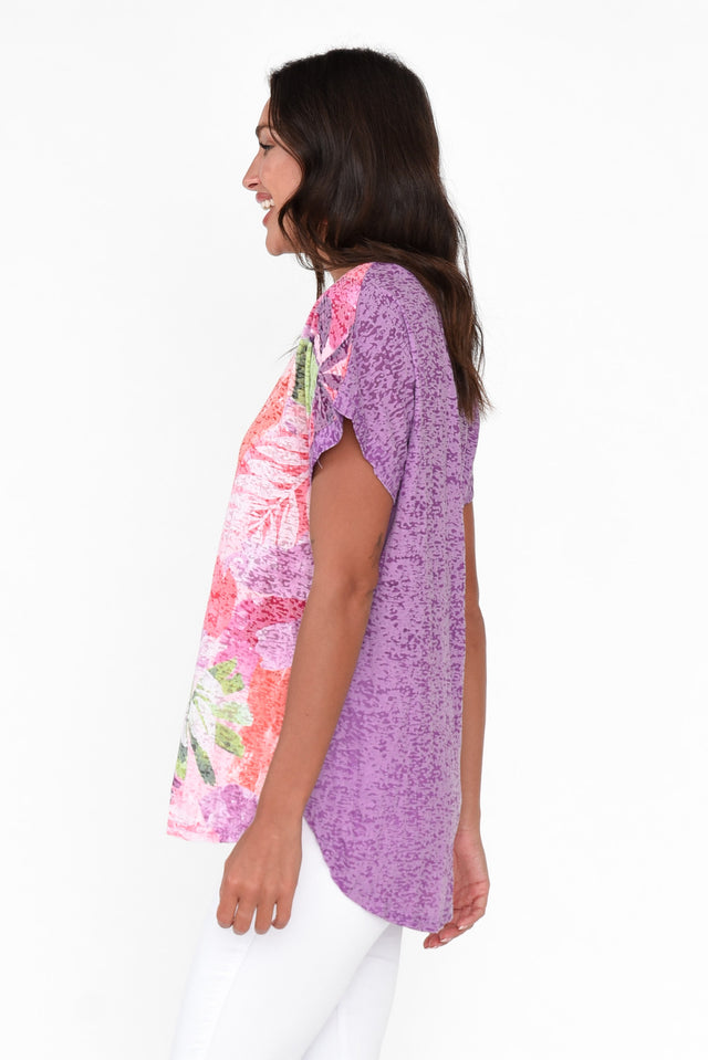 Talisa Purple Jungle Cotton Blend Tee