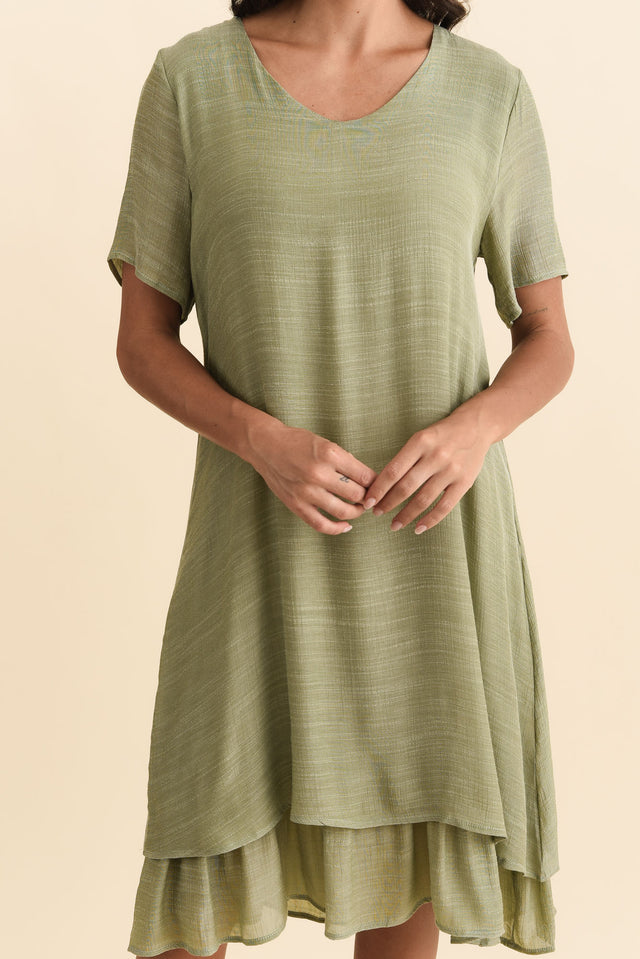 Talon Sage Layers Dress,Brunette model,alt text|model:Brontie image 6