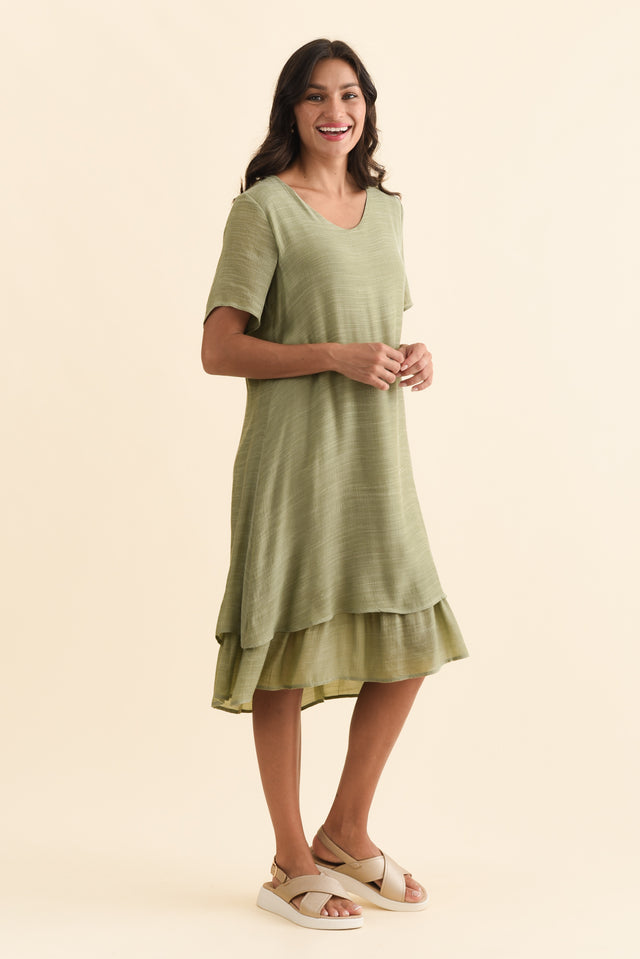 Talon Sage Layers Dress,Brunette model,alt text|model:Brontie image 4