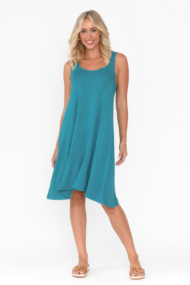 Tashi Teal Bamboo Swing Dress