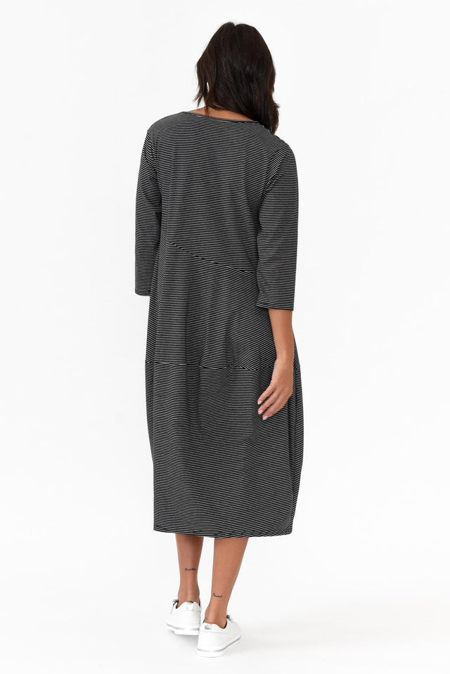Tatum Black Stripe Cotton Diagonal Dress