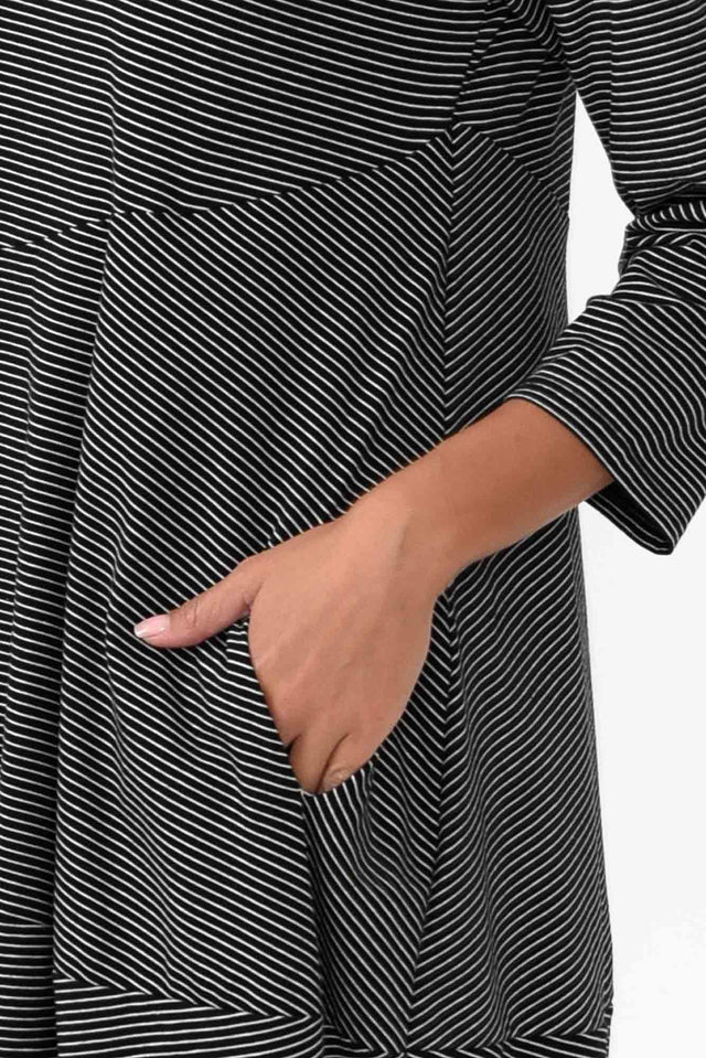 Tatum Black Stripe Cotton Diagonal Dress
