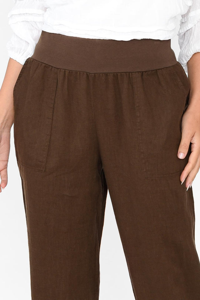 Tatum Chocolate Linen Pants image 3