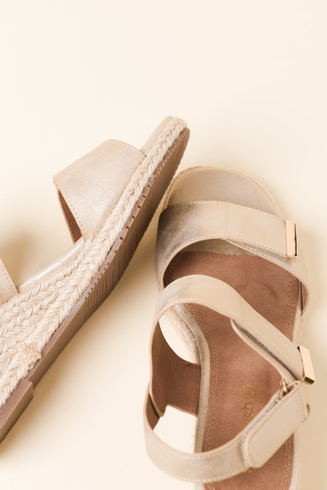 Teach Champagne Espadrille Velcro Wedge image 3