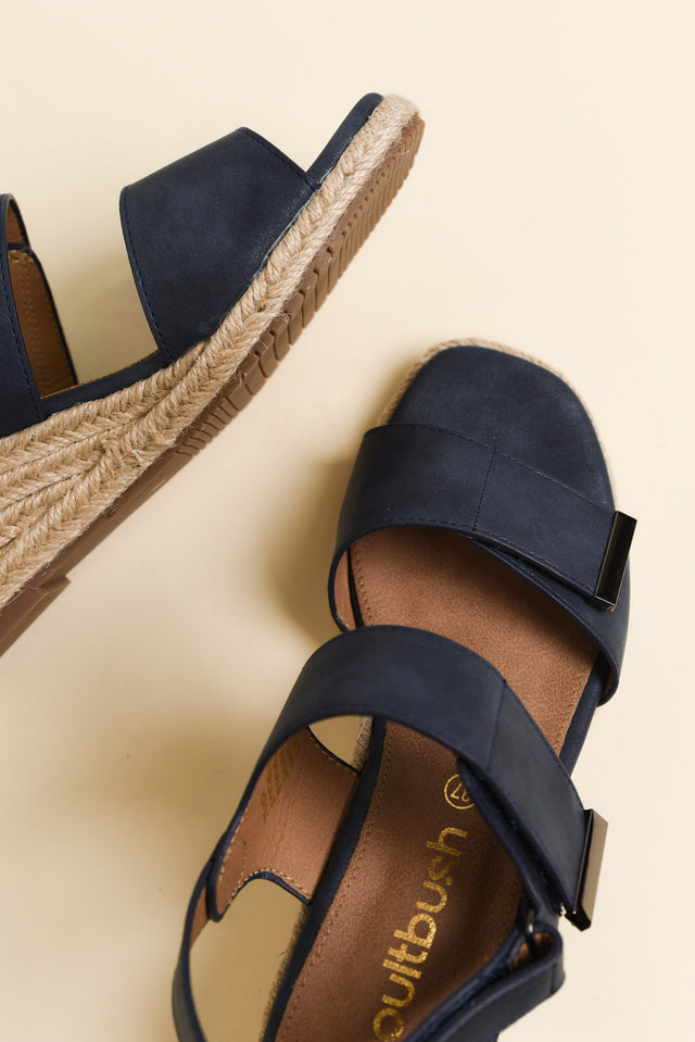 Teach Navy Espadrille Velcro Wedge image 3