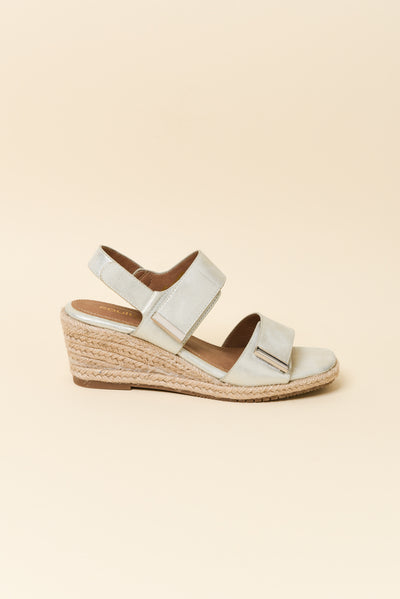 Teach Silver Espadrille Velcro Wedge