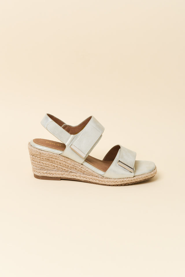 Teach Silver Espadrille Velcro Wedge image 1