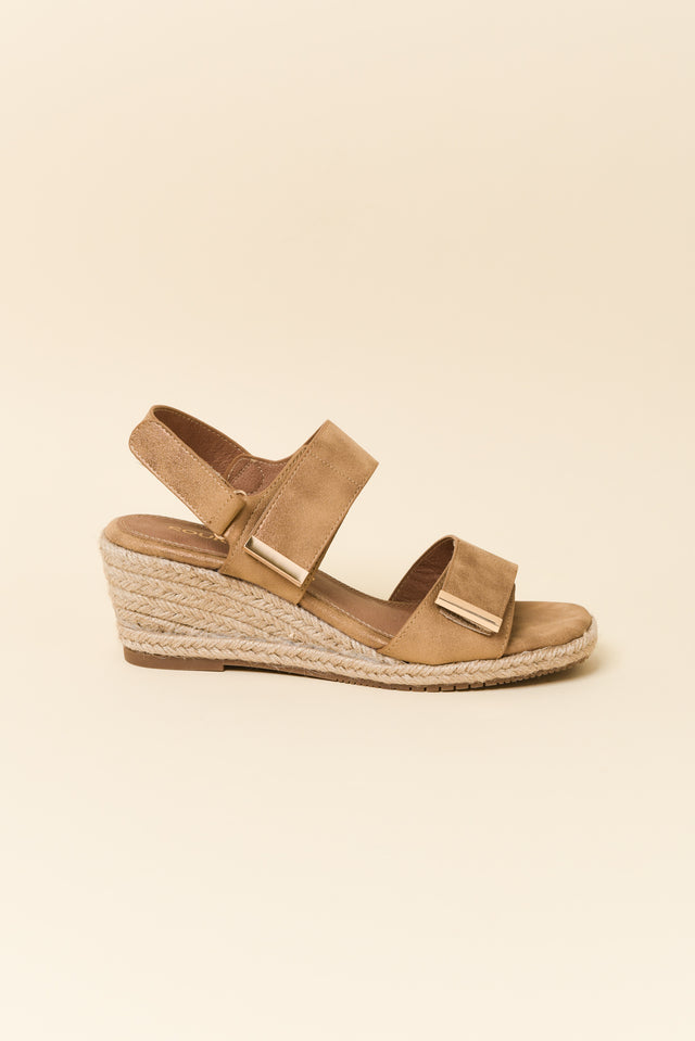 Teach Tan Espadrille Velcro Wedge image 1