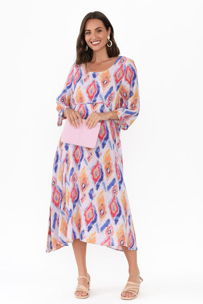 Teddy Blue Geo Sleeved Dress