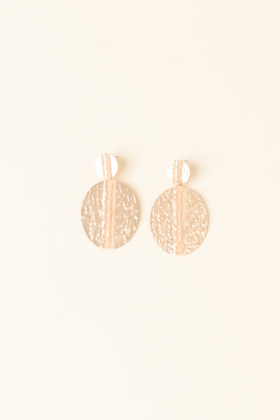 Teevan Gold Oval Drop Earrings