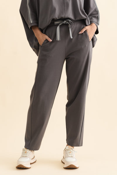 Tenille Grey Cotton Barrel Pants