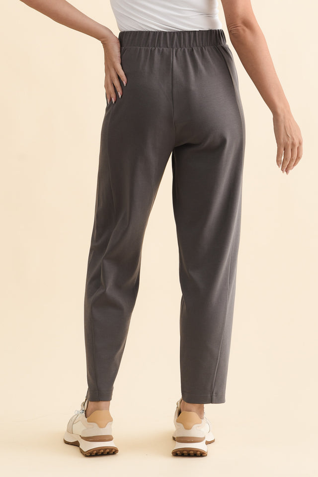 Tenille Grey Cotton Barrel Pants,Brunette model,alt text|model:MJ image 5