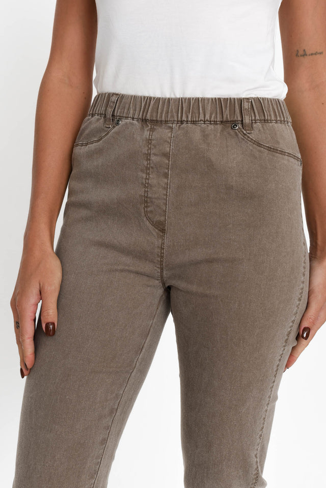 Teri Taupe Stretch Cotton Pants image 6