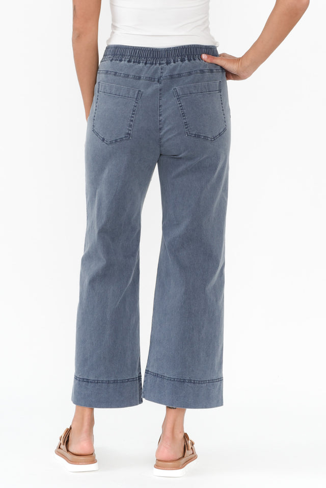 Theodore Blue Denim Drawstring Pants,Brunette model,alt text|model:Brontie image 5