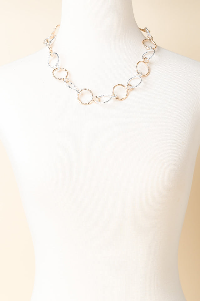 Theta Two Tone Ring Link Necklace image 2