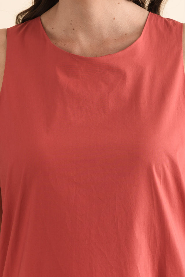 Tia Coral Cotton Pocket Dress,Detail,Brunette model,alt text|model:MJ image 5