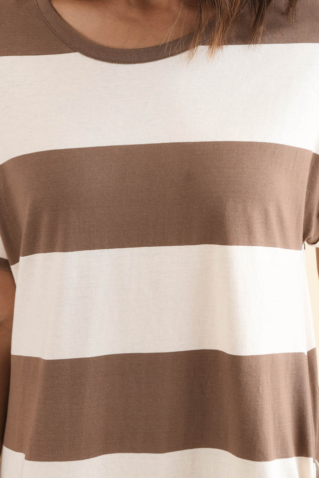 Tiarna Chocolate Stripe Cotton Dress,Detail,Brunette model,alt text|model:Cara image 5