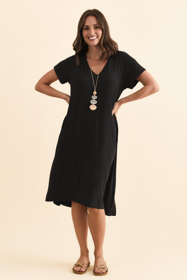 Tiffany Black Bamboo Tee Dress,Brunette model,alt text|model:MJ image 10