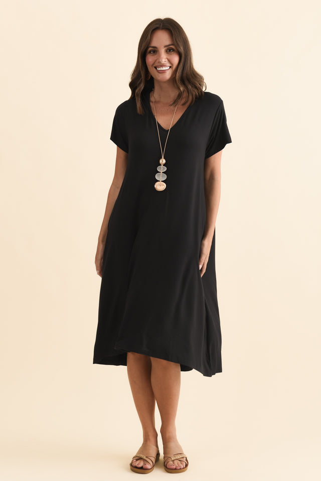 Tiffany Black Bamboo Tee Dress,Brunette model,alt text|model:MJ image 5