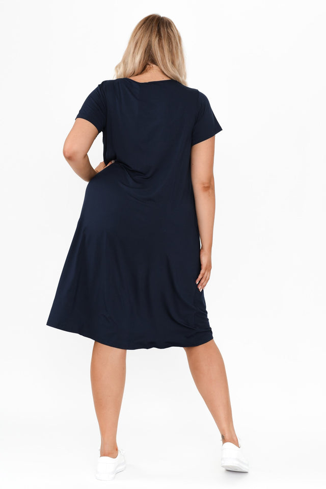 Tiffany Navy Bamboo Tee Dress,Blonde model,alt text|model:Shandre image 12