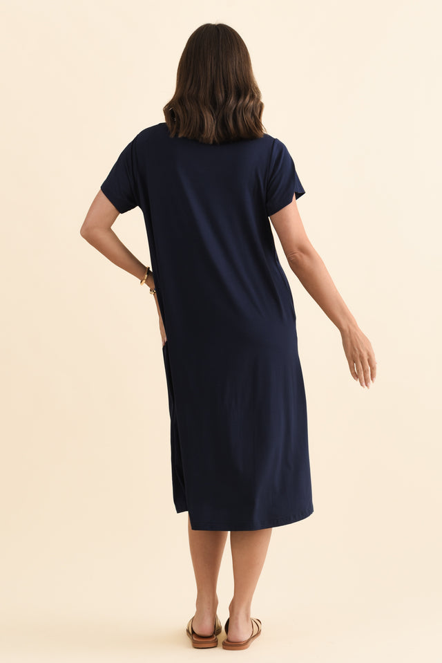 Tiffany Navy Bamboo Tee Dress,Brunette model,alt text|model:MJ image 6