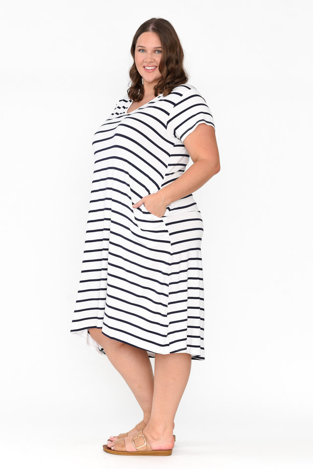 Tiffany White Stripe Bamboo Tee Dress