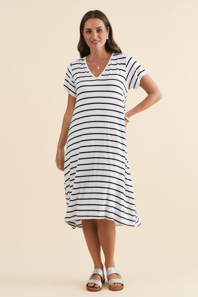 Tiffany White Stripe Bamboo Tee Dress
