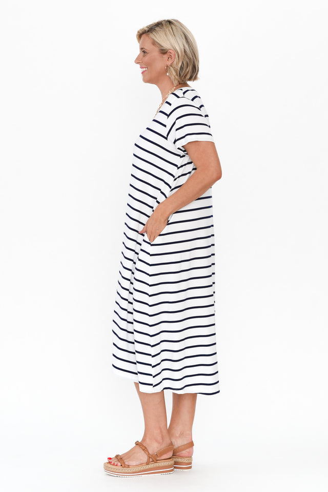 Tiffany White Stripe Bamboo Tee Dress image 4