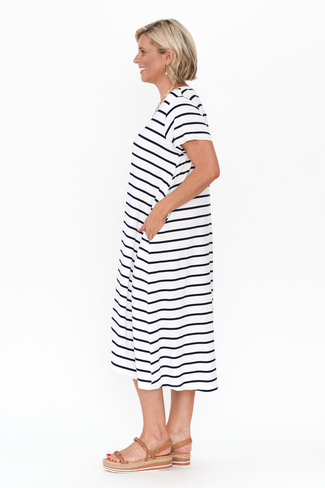 Tiffany White Stripe Bamboo Tee Dress