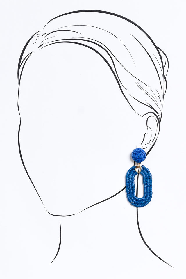 Tilby Blue Woven Oval Drop Earrings image 2