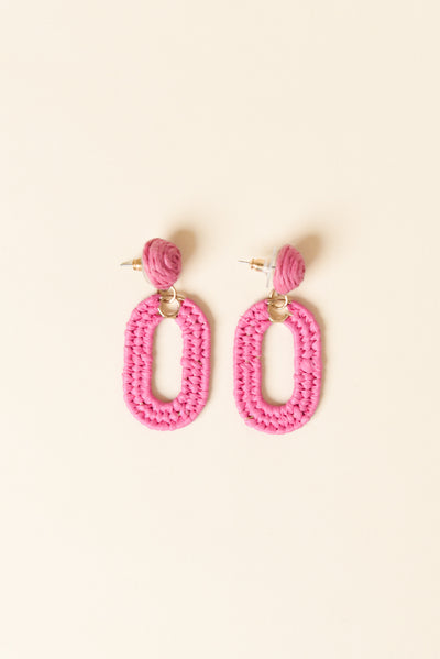 Tilby Pink Woven Oval Drop Earrings