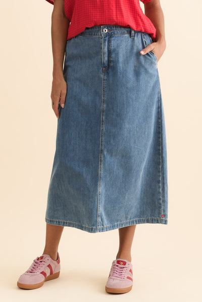 Tilda Blue Denim Midi Skirt