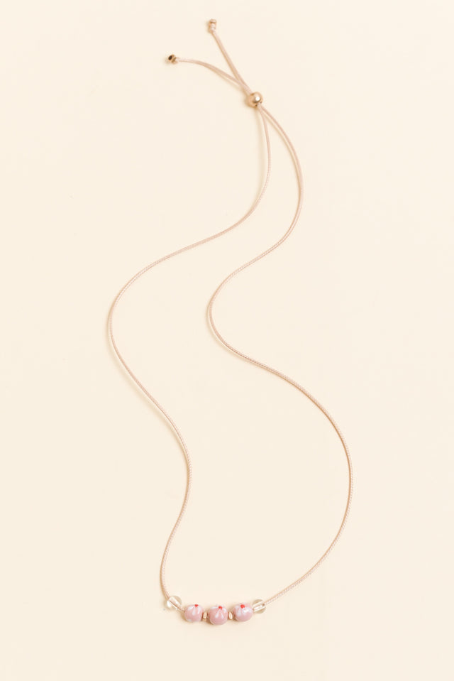 Tilda Pink Flower Beaded Necklace image 1