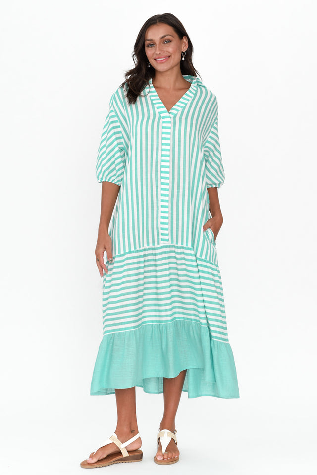 Timon Blue Stripe Cotton Blend Dress image 7