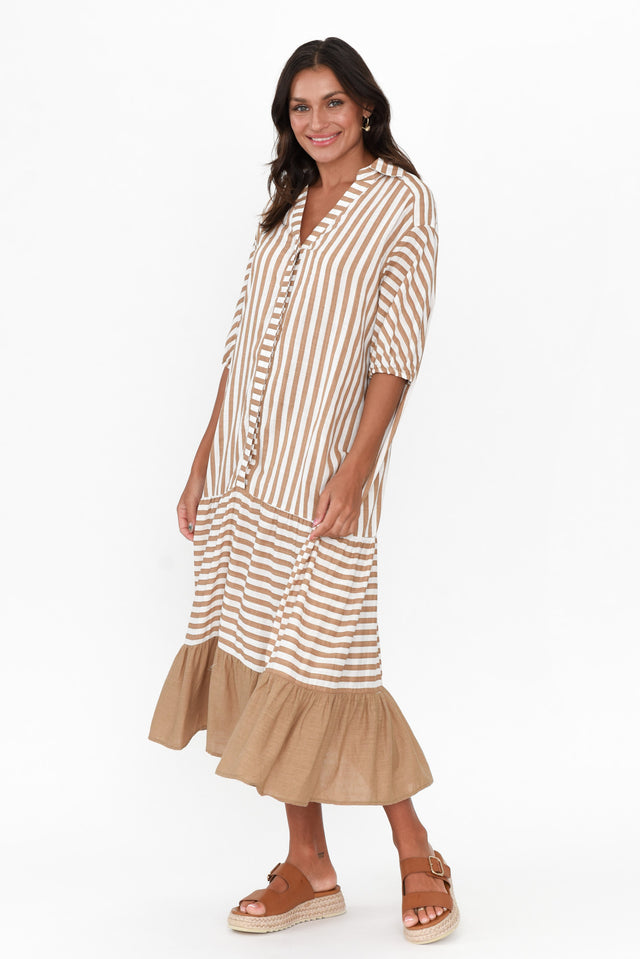Timon Tan Stripe Cotton Blend Dress image 7