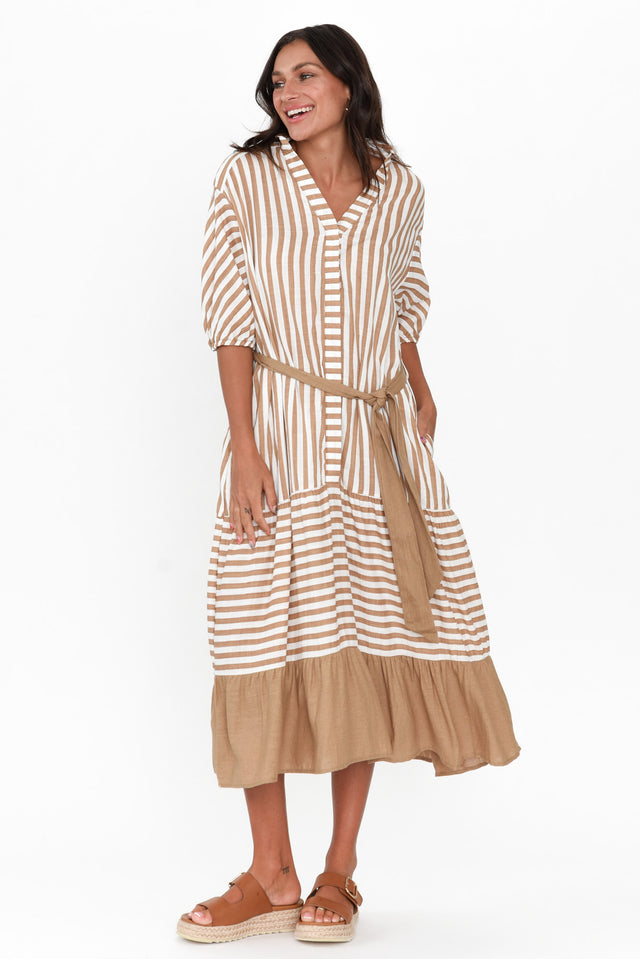 Timon Tan Stripe Cotton Blend Dress image 3