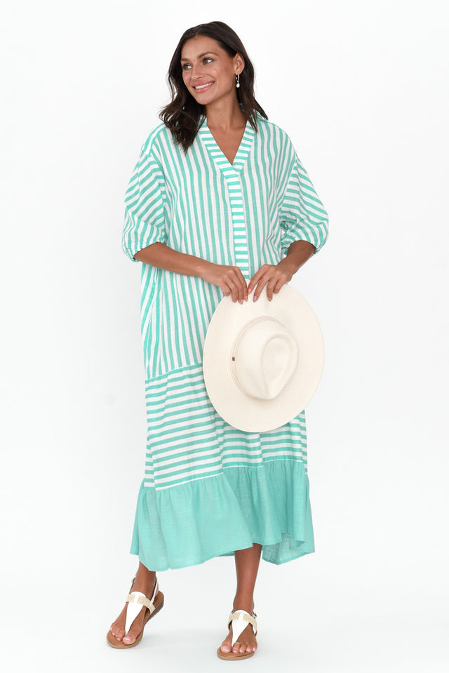 Timon Blue Stripe Cotton Blend Dress banner image