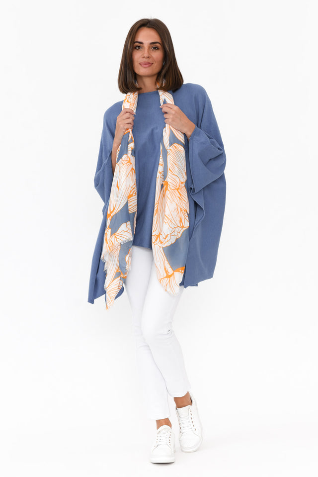 Timothy Blue Cotton Stretch Poncho