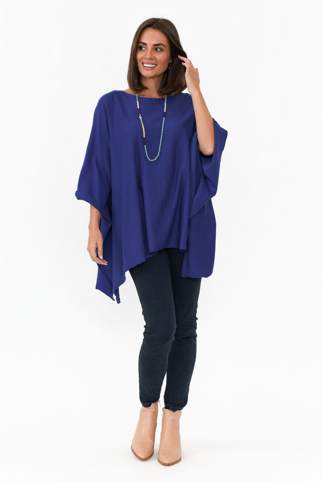 Timothy Cobalt Cotton Stretch Poncho