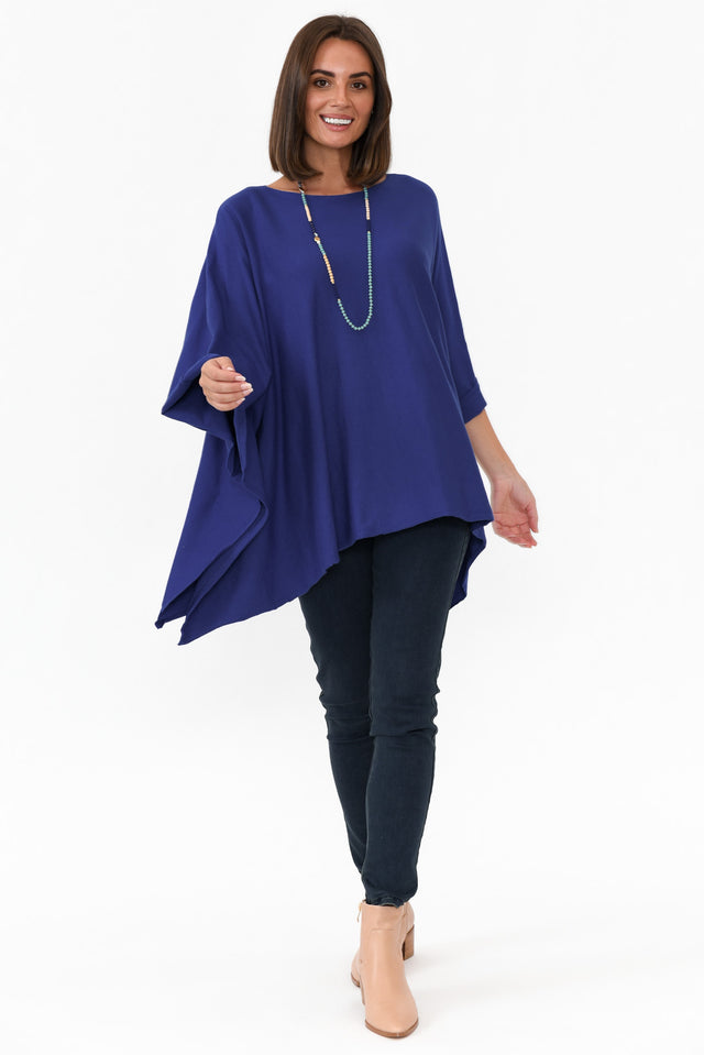 Timothy Cobalt Cotton Stretch Poncho