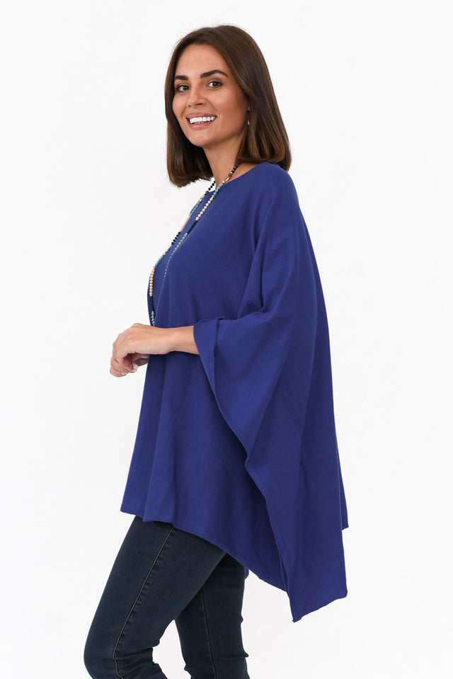 Timothy Cobalt Cotton Stretch Poncho
