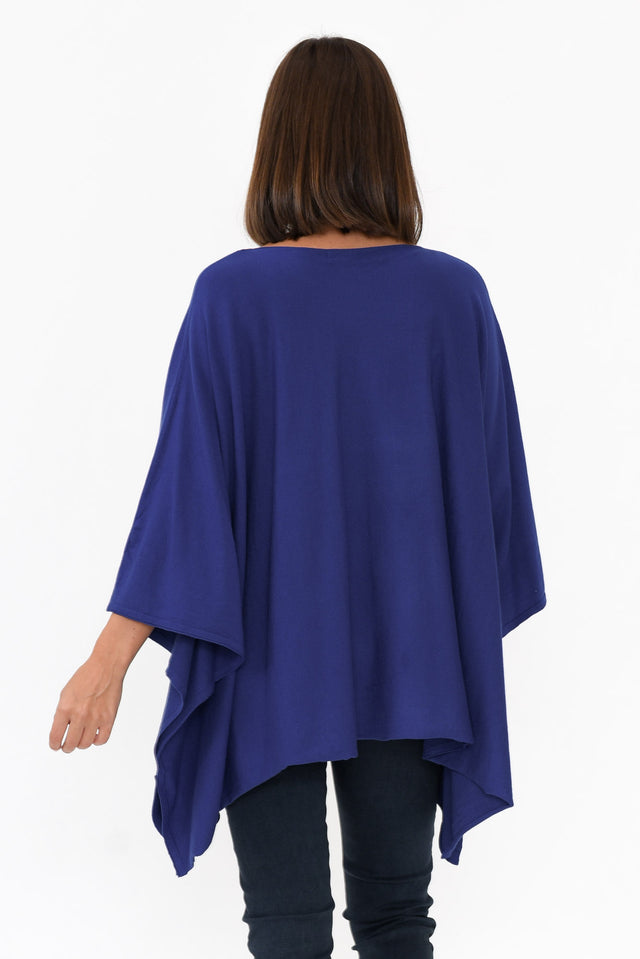 Timothy Cobalt Cotton Stretch Poncho