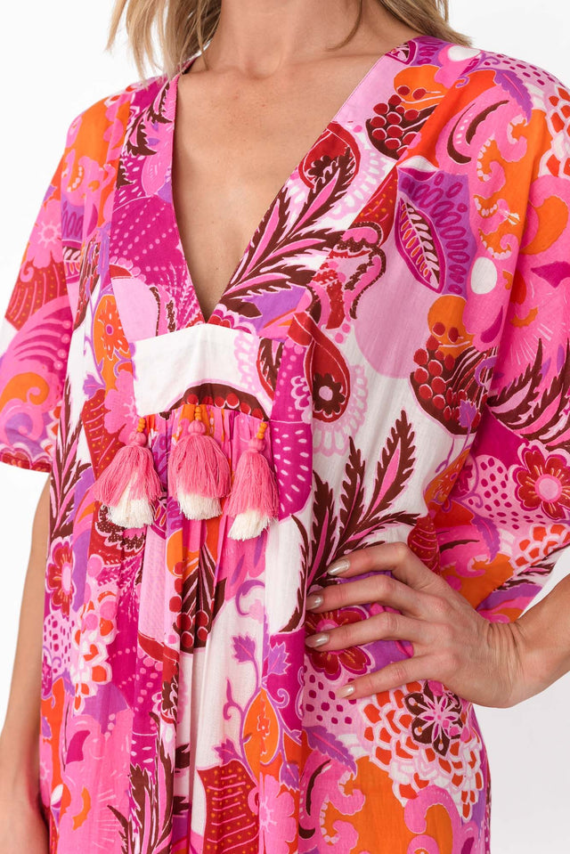 Tiwi Pink Tropical Cotton Kaftan image 6